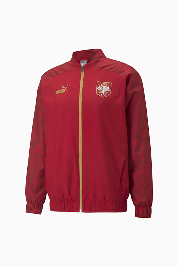 Serbia Football Pre-match Jacket Men, Chili Pepper-Victory Gold, extralarge
