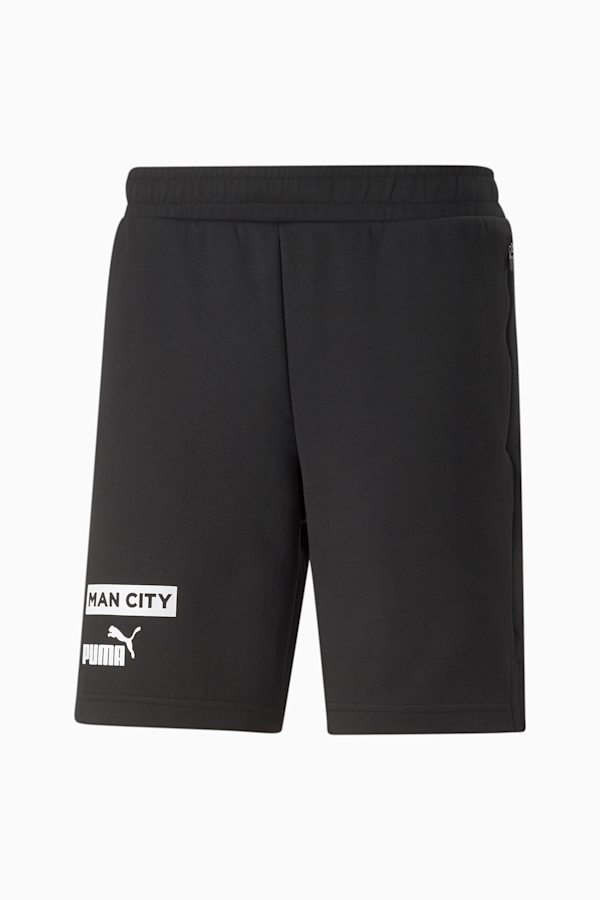 Manchester City F.C. Football Casuals Shorts Men, Cotton Black-Puma White, extralarge