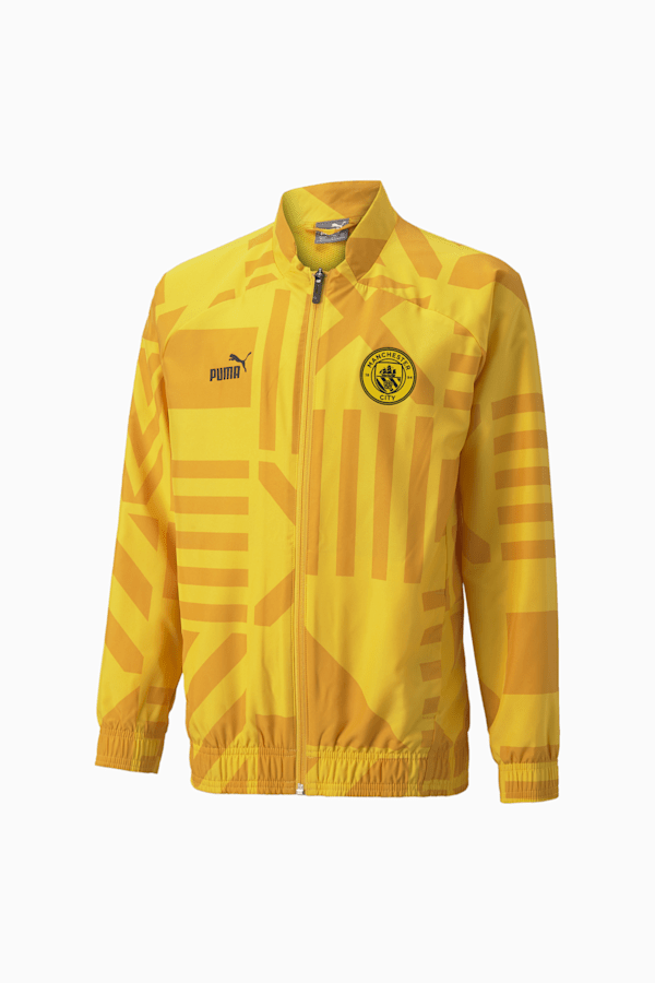 Manchester City F.C. Football Pre-match Jacket Youth, Spectra Yellow-Puma Black, extralarge-GBR