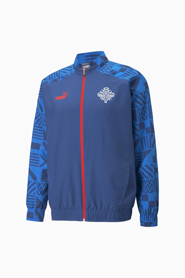 Iceland Football Prematch Jacket Men, Electric Blue Lemonade-Puma Red, extralarge