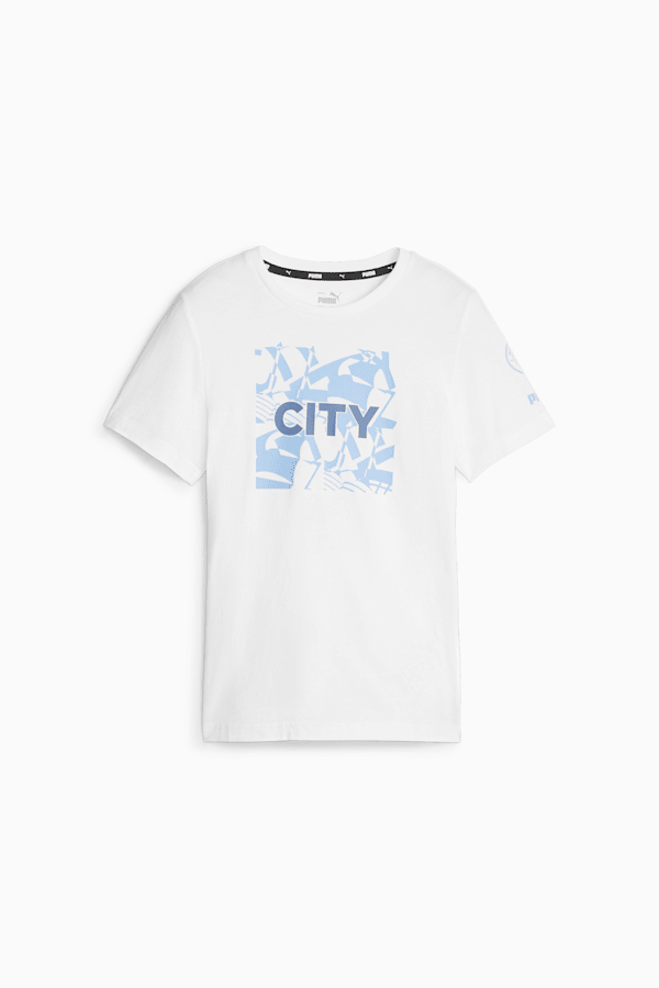 Manchester City FtblCore Youth Graphic Tee, PUMA White-Team Light Blue, extralarge-GBR