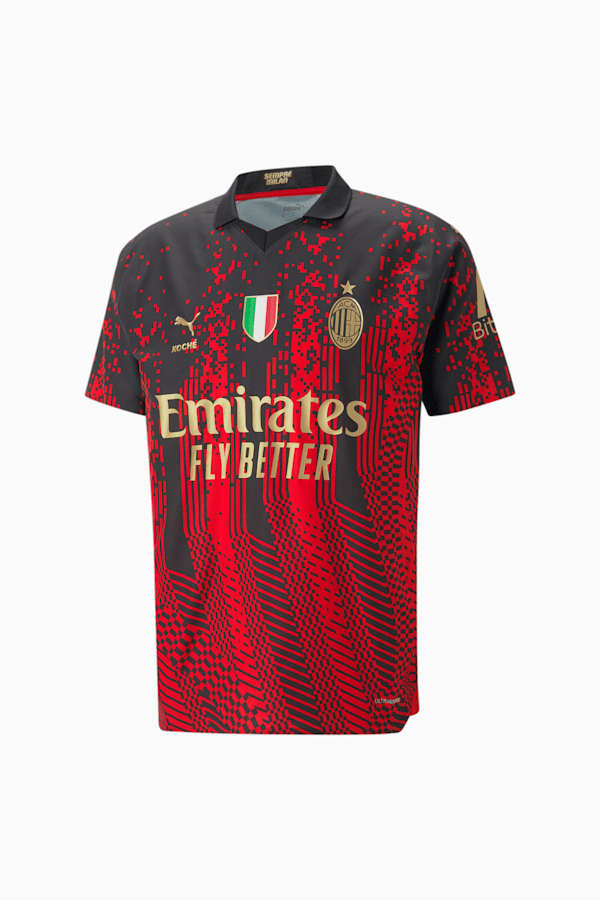 A.C. MILAN x KOCHÉ Authentic Football Jersey, Fiery Red-PUMA Black, extralarge