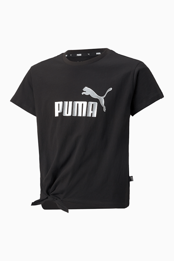 Essentials+ Logo Knotted Youth Tee, Puma Black, extralarge