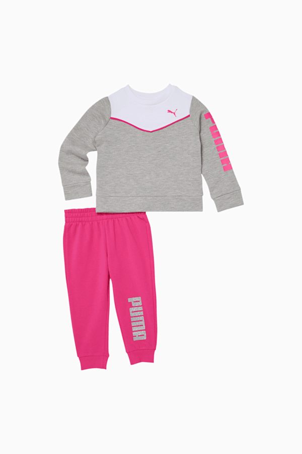 Fleece Crewneck Sweatshirt + Jogger Toddler Set, LIGHT HEATHER GREY, extralarge