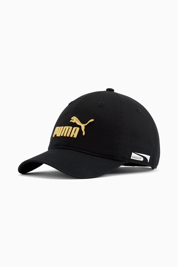 Speed Cat Adjustable Dad Hat, BLACK/GOLD, extralarge