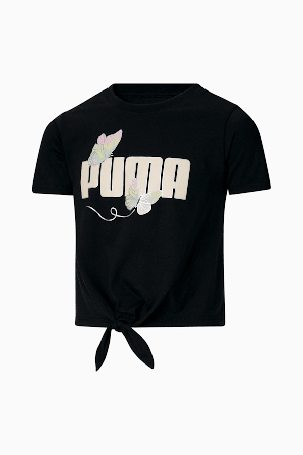 Butterfly Pack Big Kids' Knotted Tee, PUMA BLACK, extralarge