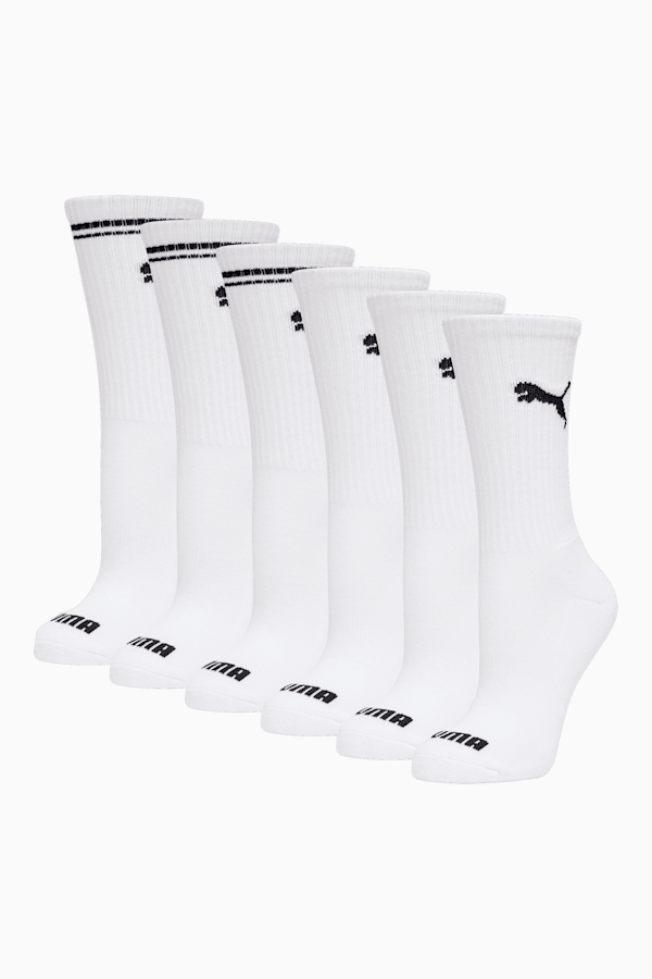 Women's Half-Terry Crew Socks (6 Pack), WHITE / BLACK, extralarge