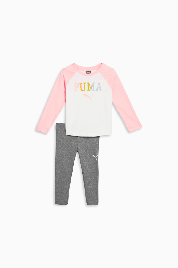 Two-Piece Glitter Logo Longsleeve Toddlers' Set, PUMA WHITE, extralarge
