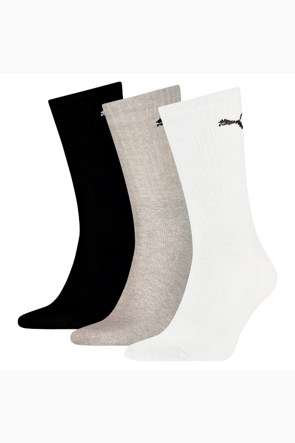 PUMA Unisex Crew Socks 3 Pack, white-grey-black, extralarge