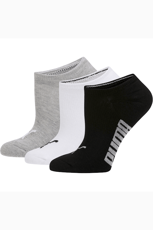 Women’s Invisible No Show Socks (3 Pack), white-black-light heather grey, extralarge