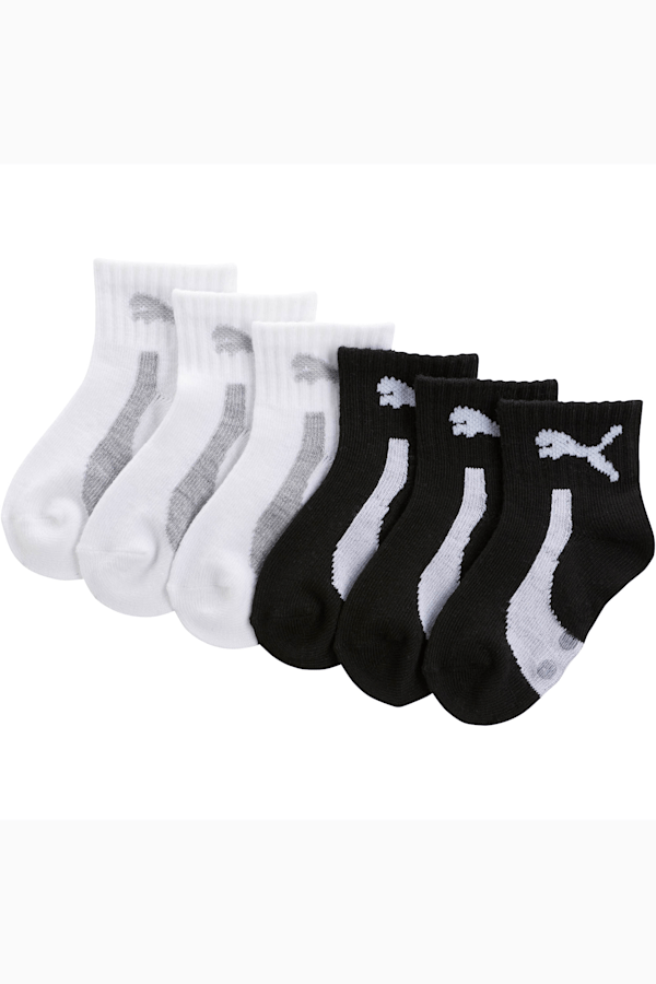 Infant Unisex Quarter Crew Socks (3 Pairs), WHITE / BLACK, extralarge