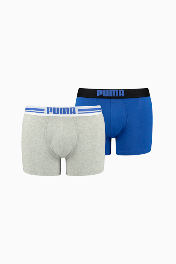 PUMA Placed Logo Men's Boxers 2 Pack, light grey melange/blue atoll, extralarge