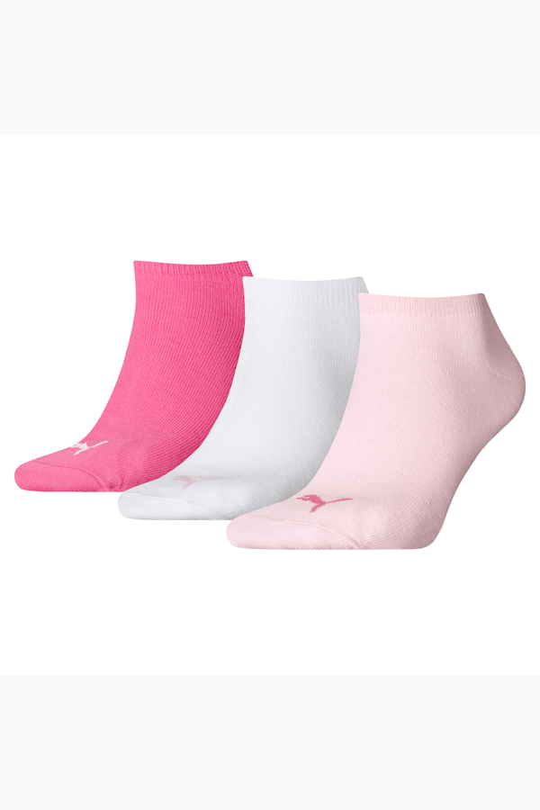 PUMA Unisex Plain Sneaker Trainer Socks 3 Pack, pink lady, extralarge
