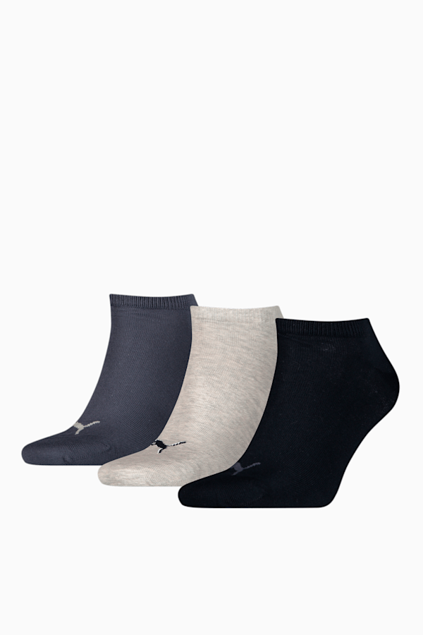 PUMA Unisex Plain Sneaker Trainer Socks 3 Pack, navy/grey/nightshadow blue, extralarge