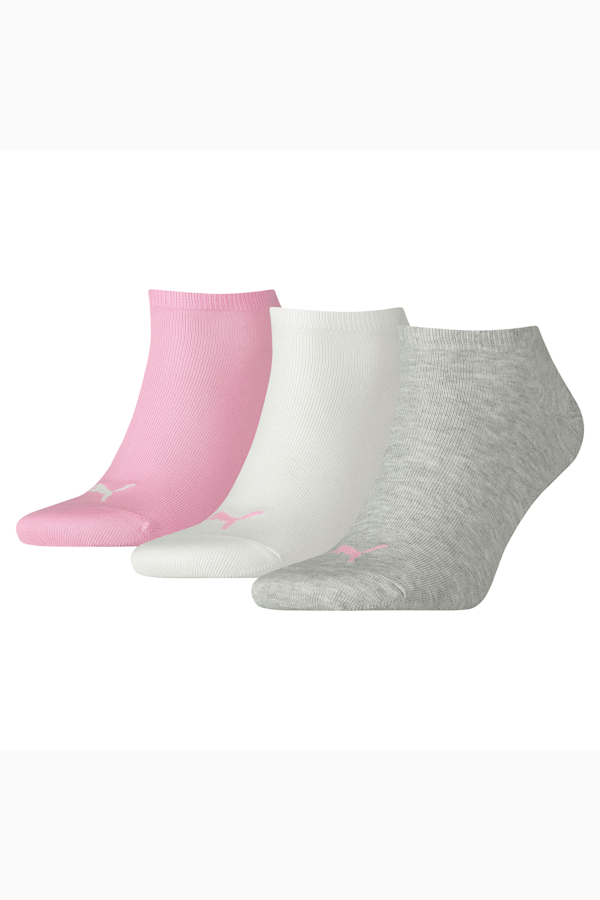 PUMA Unisex Plain Sneaker Trainer Socks 3 Pack, prism pink, extralarge
