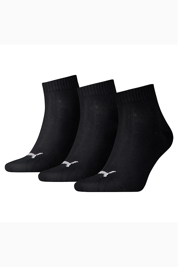 PUMA Unisex Quarter Plain Socks 3 Pack, black, extralarge