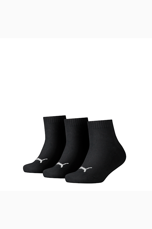 PUMA Kids' Quarter Socks 3 Pack, black, extralarge