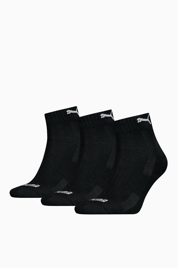 PUMA Unisex Cushioned Quarter Socks 3 Pack, black, extralarge-GBR