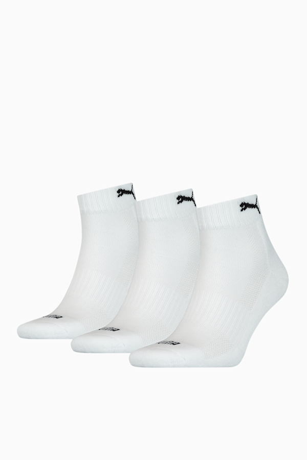 PUMA Unisex Cushioned Quarter Socks 3 Pack, white, extralarge