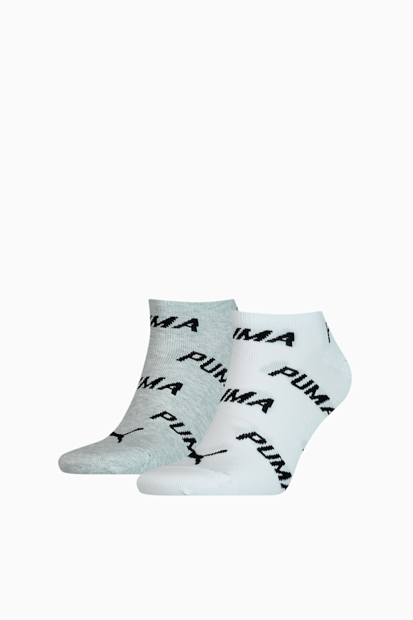 PUMA Unisex BWT Sneaker Socks 2 Pack, white / grey / black, extralarge
