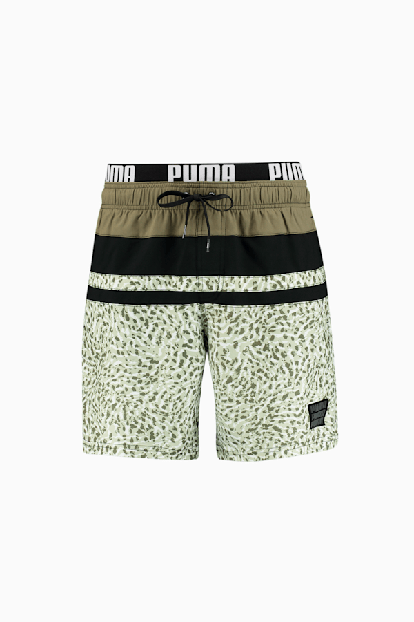PUMA Swim Heritage Stripe Men's Mid-Length Shorts, Forest, extralarge