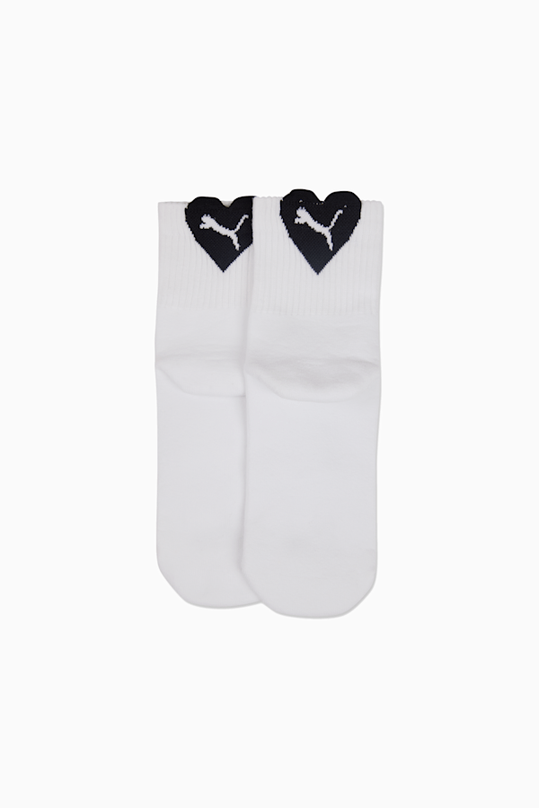 PUMA Women's Heart Short Socks 2 Pack, white / black, extralarge