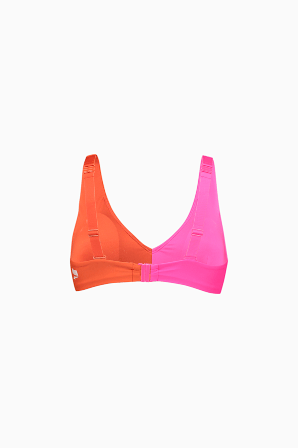 PUMA Swim Women's Colourblock Plunge Top, brown / pink, extralarge-GBR